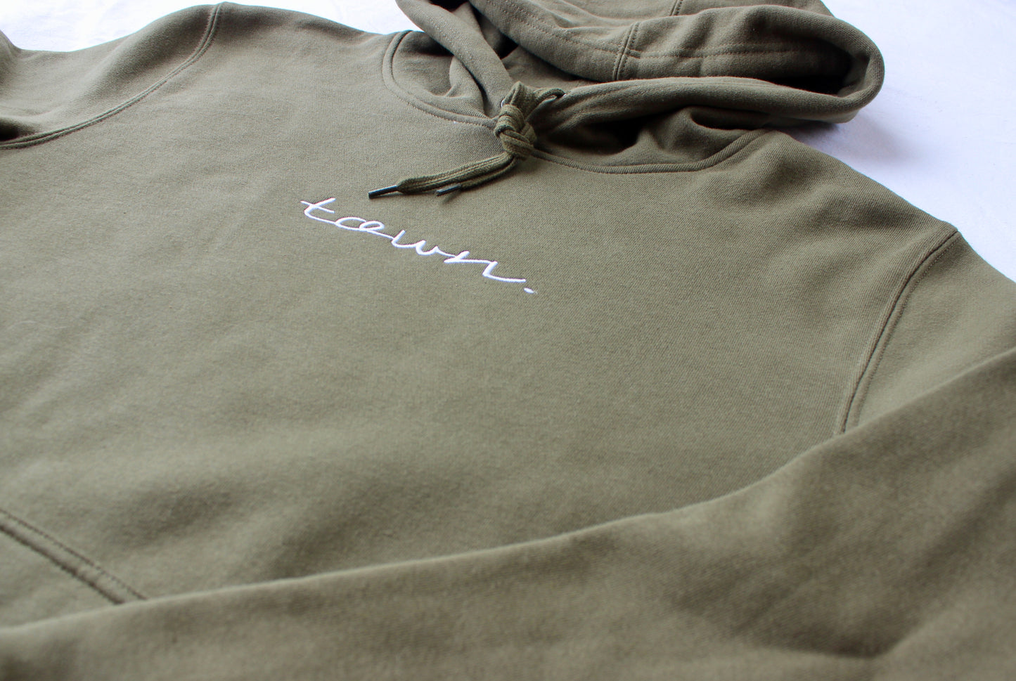 Premium Army Green Embroidered town. Hoodie